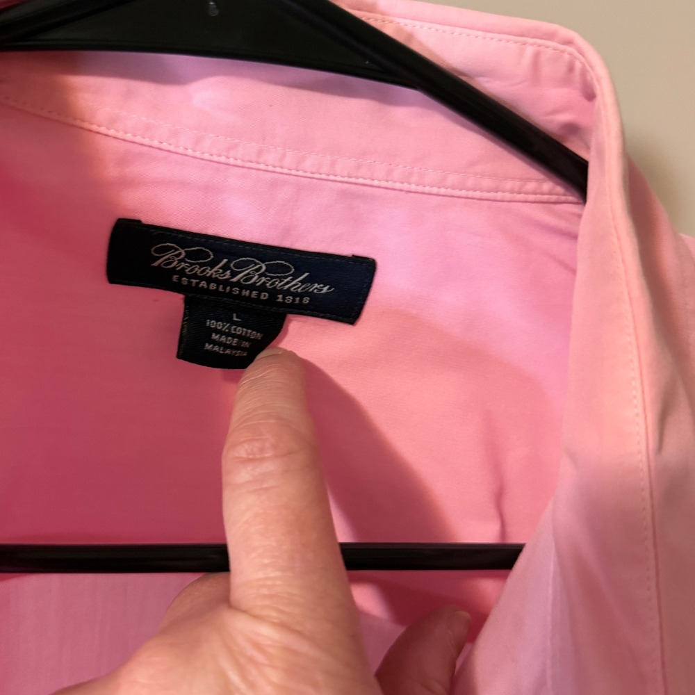 Brooks Brothers Mens Pink Short Sleeve Button Down Cotton Shirt Size Large - Picture 2 of 9